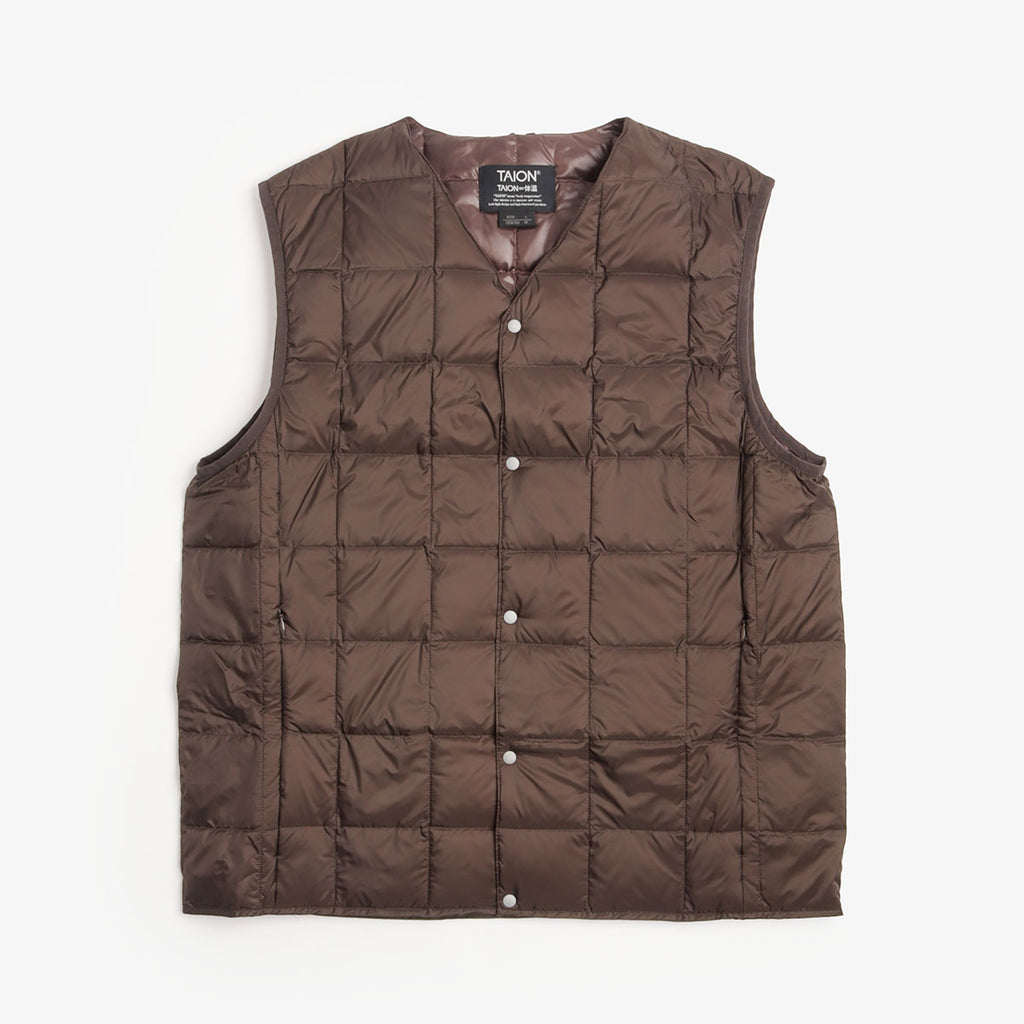 Taion V-Neck Down Vest - Dark Chocolate