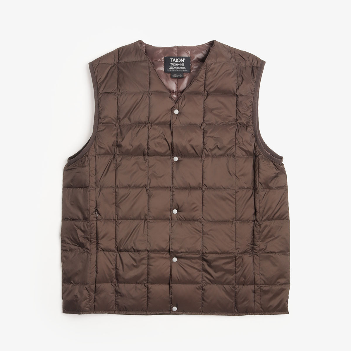 Taion V-Neck Down Vest - Dark Chocolate