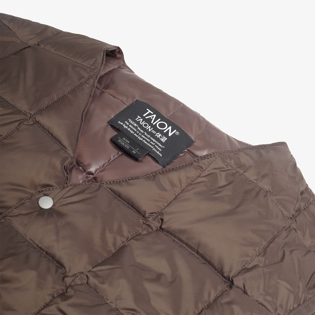 Taion V-Neck Down Vest - Dark Chocolate