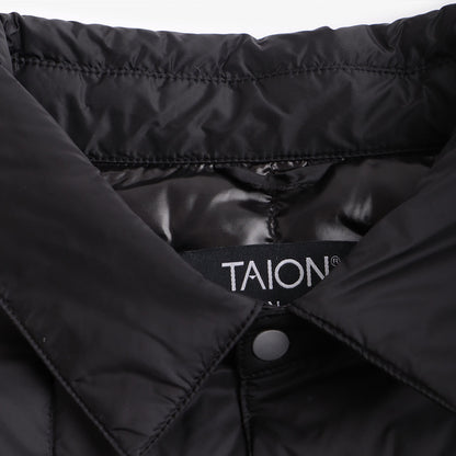 Taion W-Pocket Down Shirt, Black, Detail Shot 4