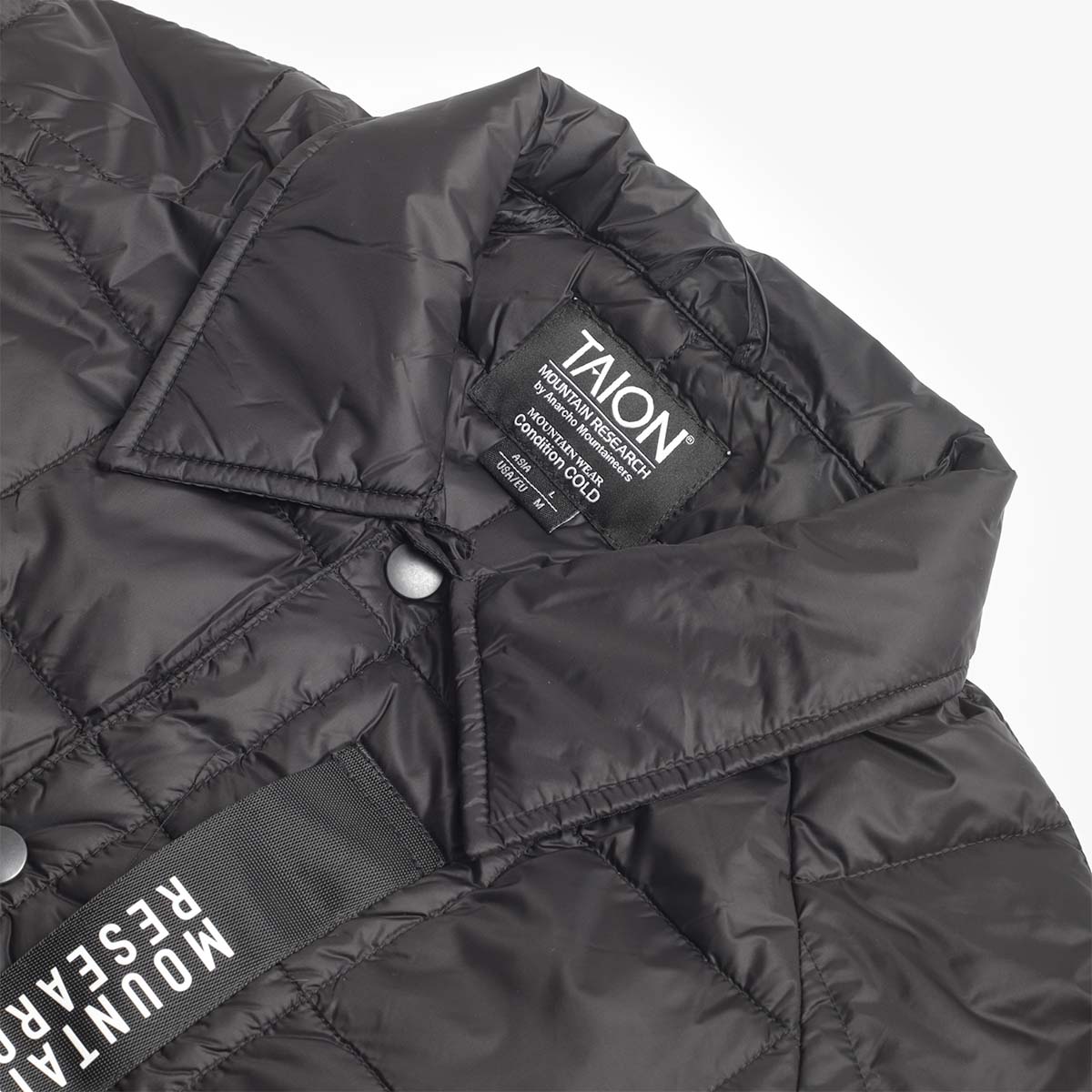 Taion x Mountain Research Down Coach Jacket, Black, Detail Shot 4