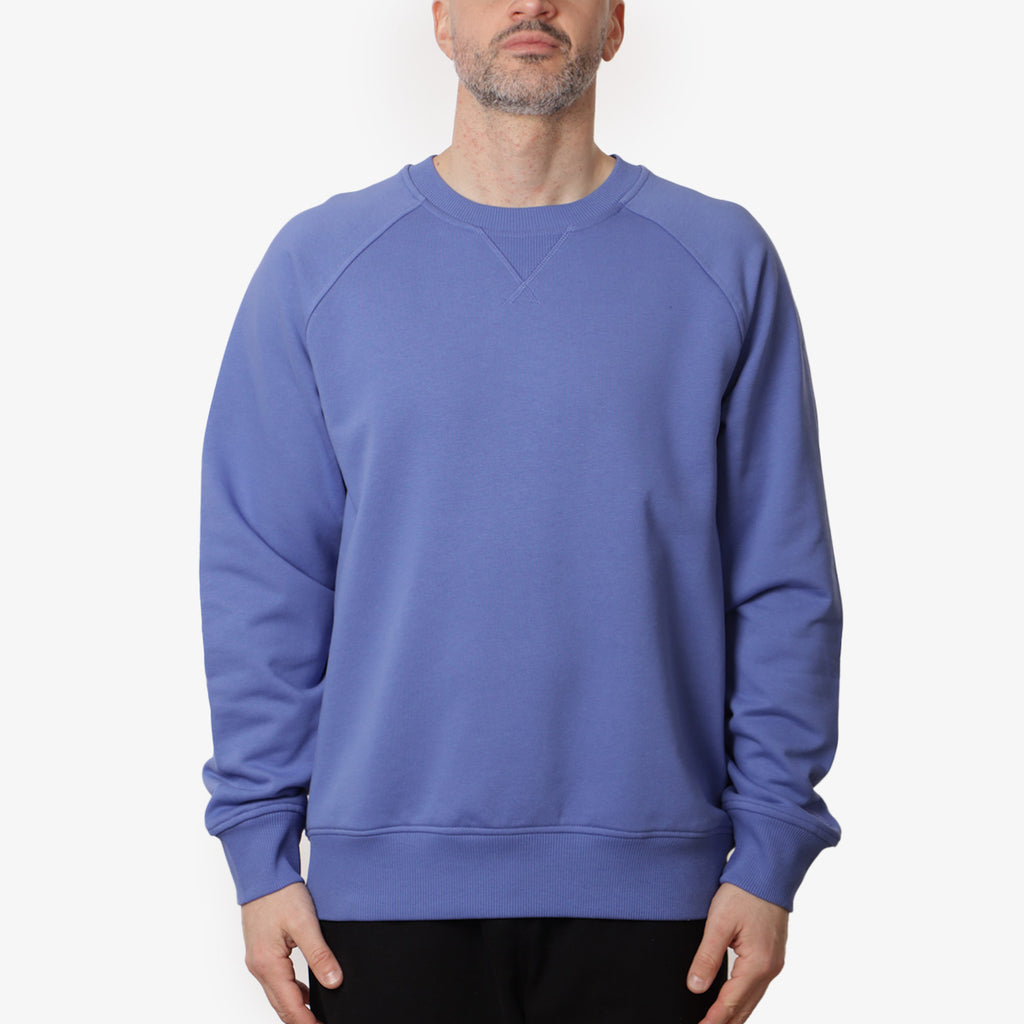 The North Face Logo RMST Relaxed Crew Sweatshirt, Indigo Plum, Detail Shot 2