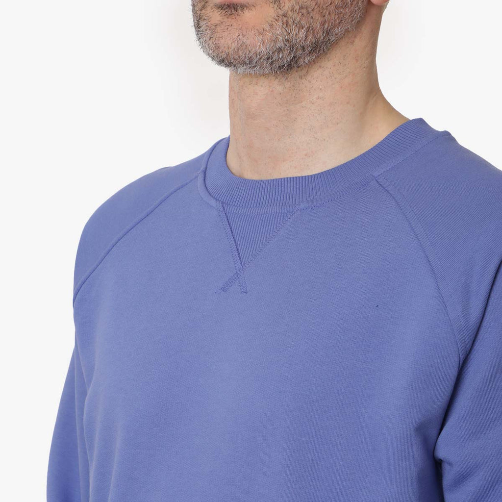 The North Face Logo RMST Relaxed Crew Sweatshirt, Indigo Plum, Detail Shot 3