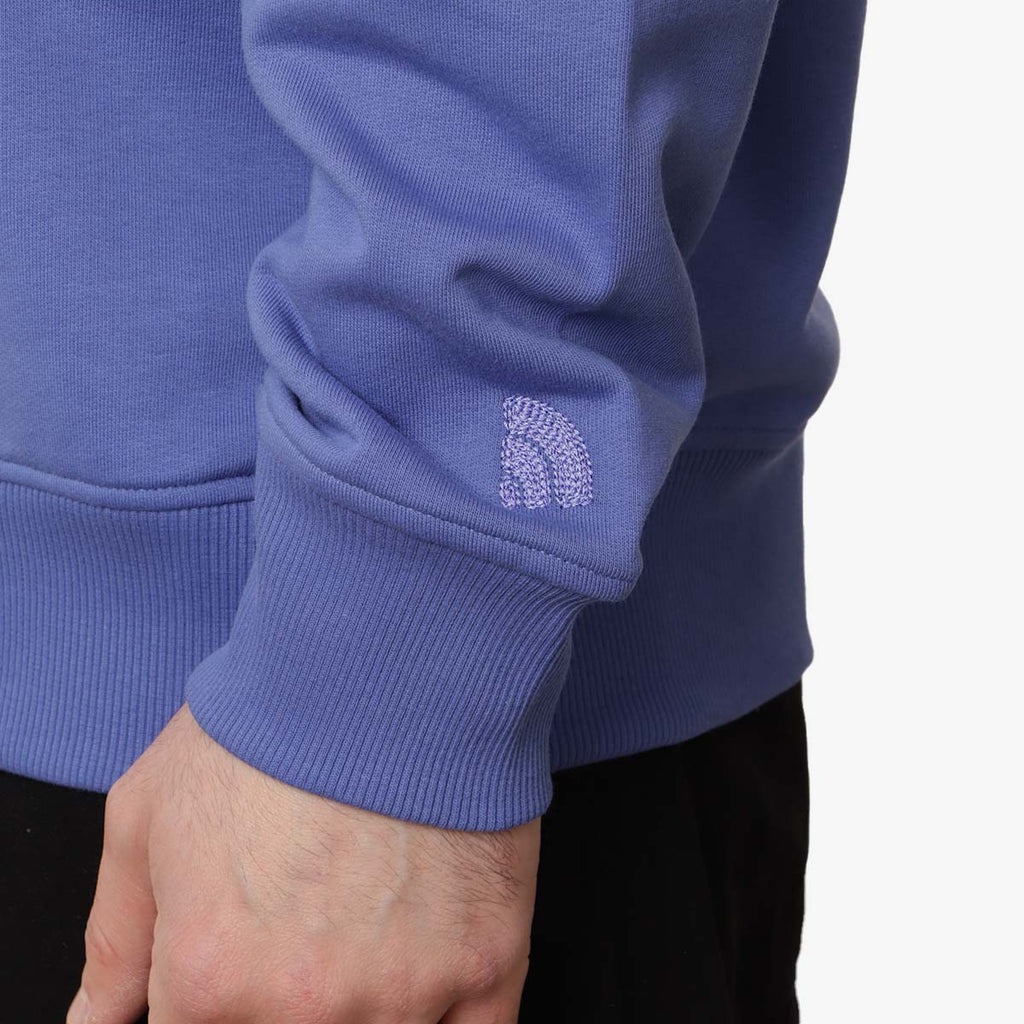The North Face Logo RMST Relaxed Crew Sweatshirt, Indigo Plum, Detail Shot 4