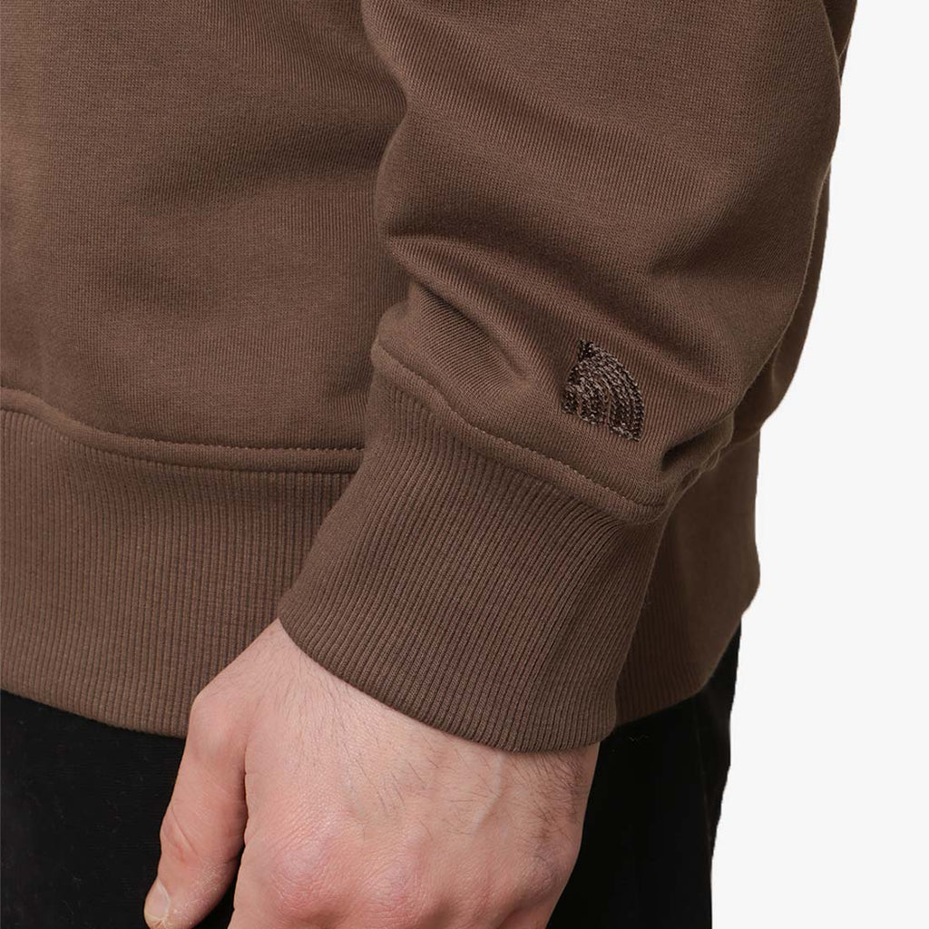 The North Face Logo RMST Relaxed Crew Sweatshirt, Smokey Brown, Detail Shot 4