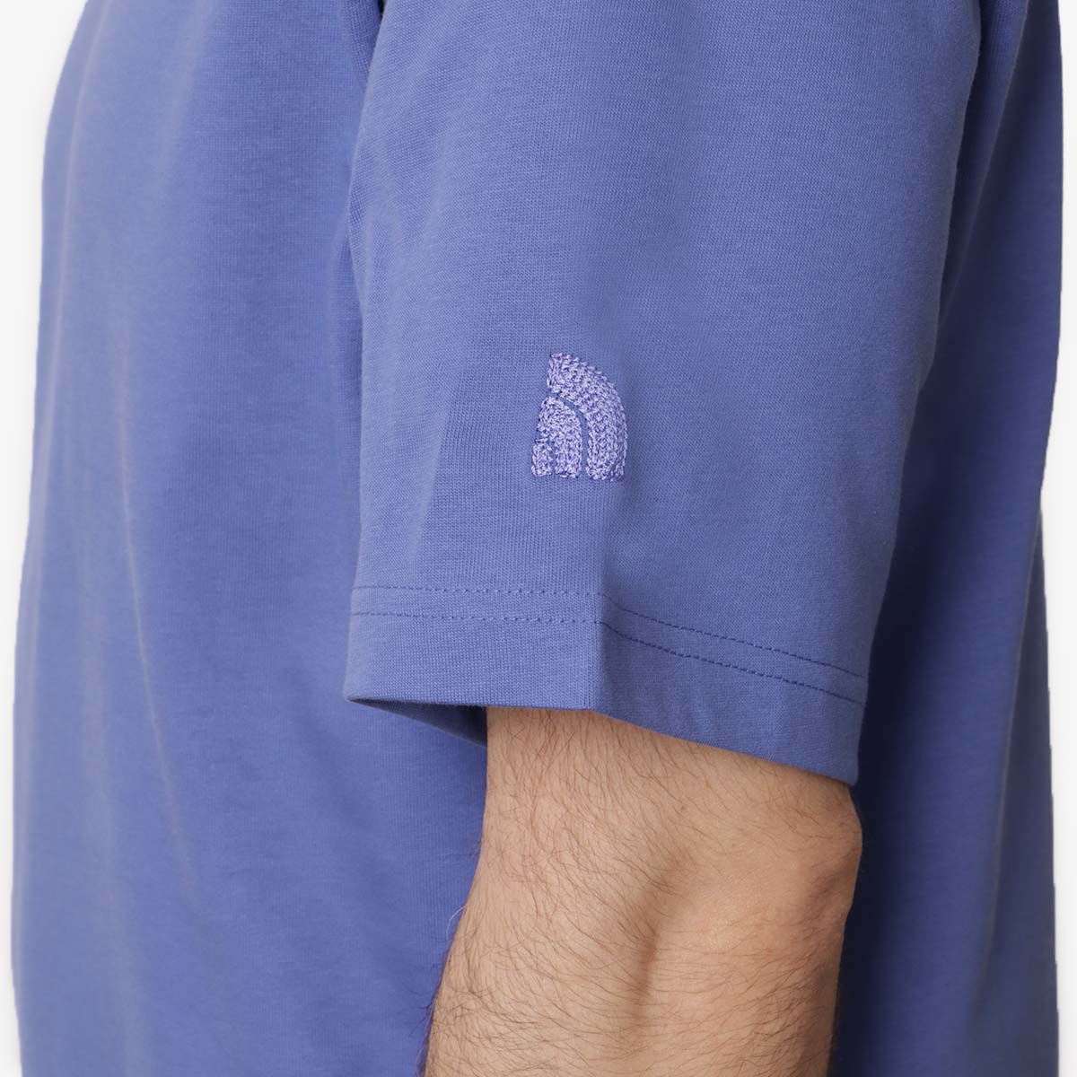 The North Face Logo RMST Relaxed T-Shirt, Indigo Plum, Detail Shot 4
