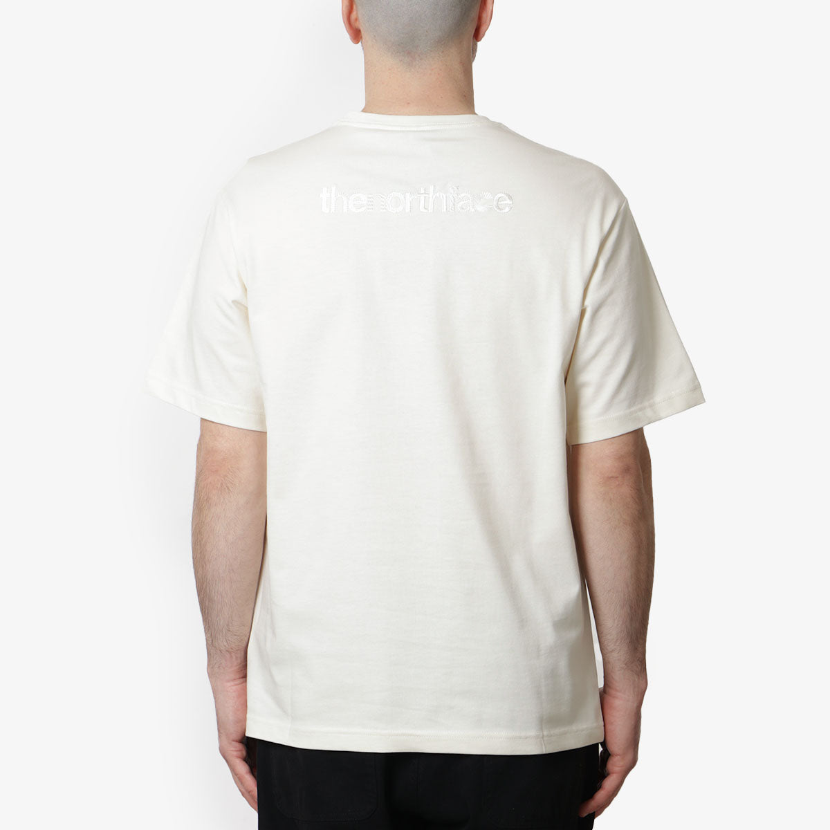 The North Face Logo RMST Relaxed T-Shirt, White Dune, Detail Shot 1