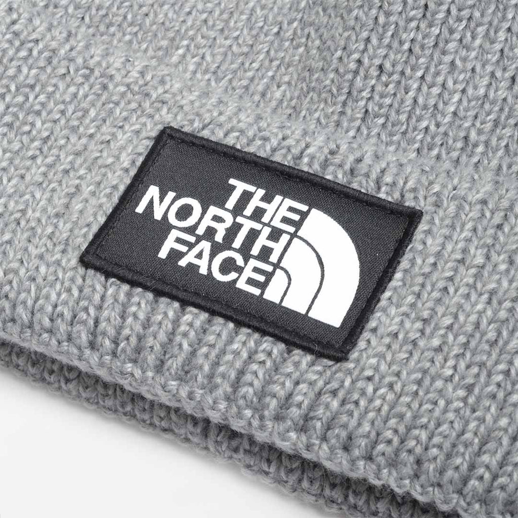 The North Face TNF Logo Box Cuffed Beanie, TNF Medium Grey, Detail Shot 2