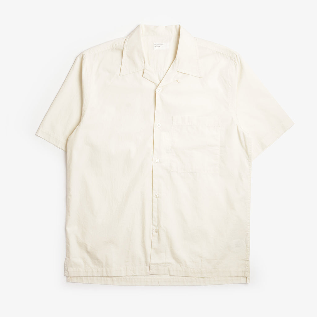 Univeral Works Camp Shirt, Ecru Broadcloth, Detail Shot 1