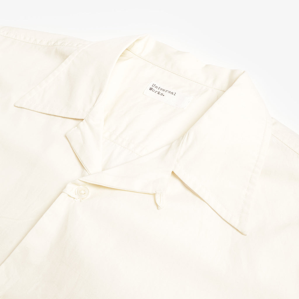 Univeral Works Camp Shirt, Ecru Broadcloth, Detail Shot 3