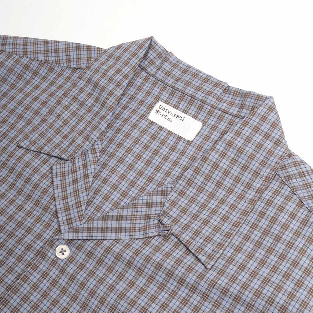 Universal Works Summer Overshirt, Pale Blue Check Plaid, Detail Shot 2