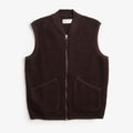 Universal Works Zip Waistcoat, Wool Fleece Brown, Detail Shot 1