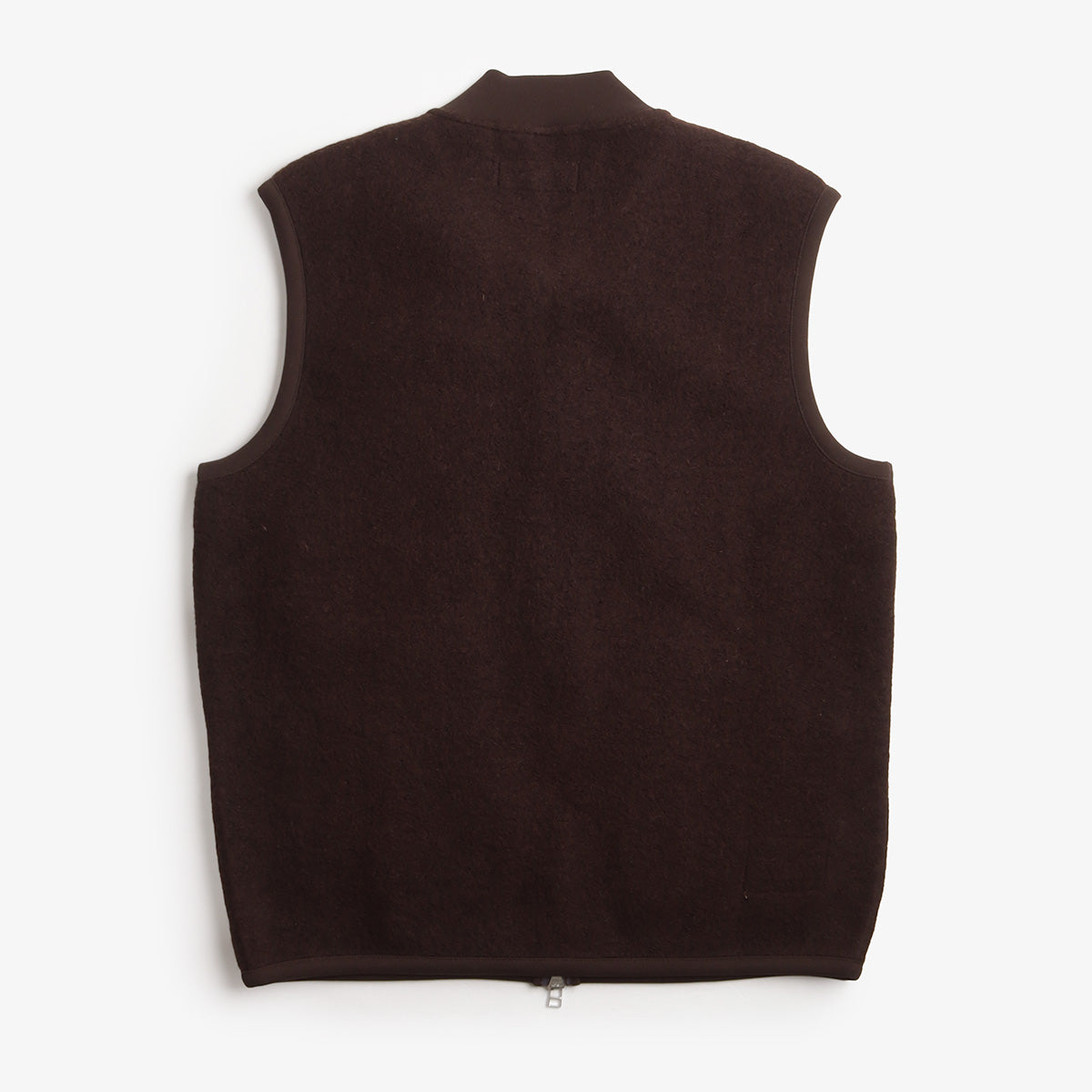 Universal Works Zip Waistcoat, Wool Fleece Brown, Detail Shot 4