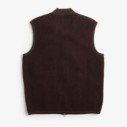 thumbnail Universal Works Zip Waistcoat, Wool Fleece Brown, Detail Shot 4