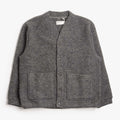 Universal Works Advance Cardigan, Grey Marl Wool Fleece, Detail Shot 1