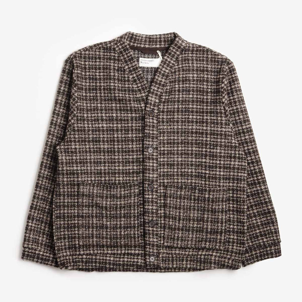 Universal Works Advance Cardigan, Brown Jacquard Knit, Detail Shot 1