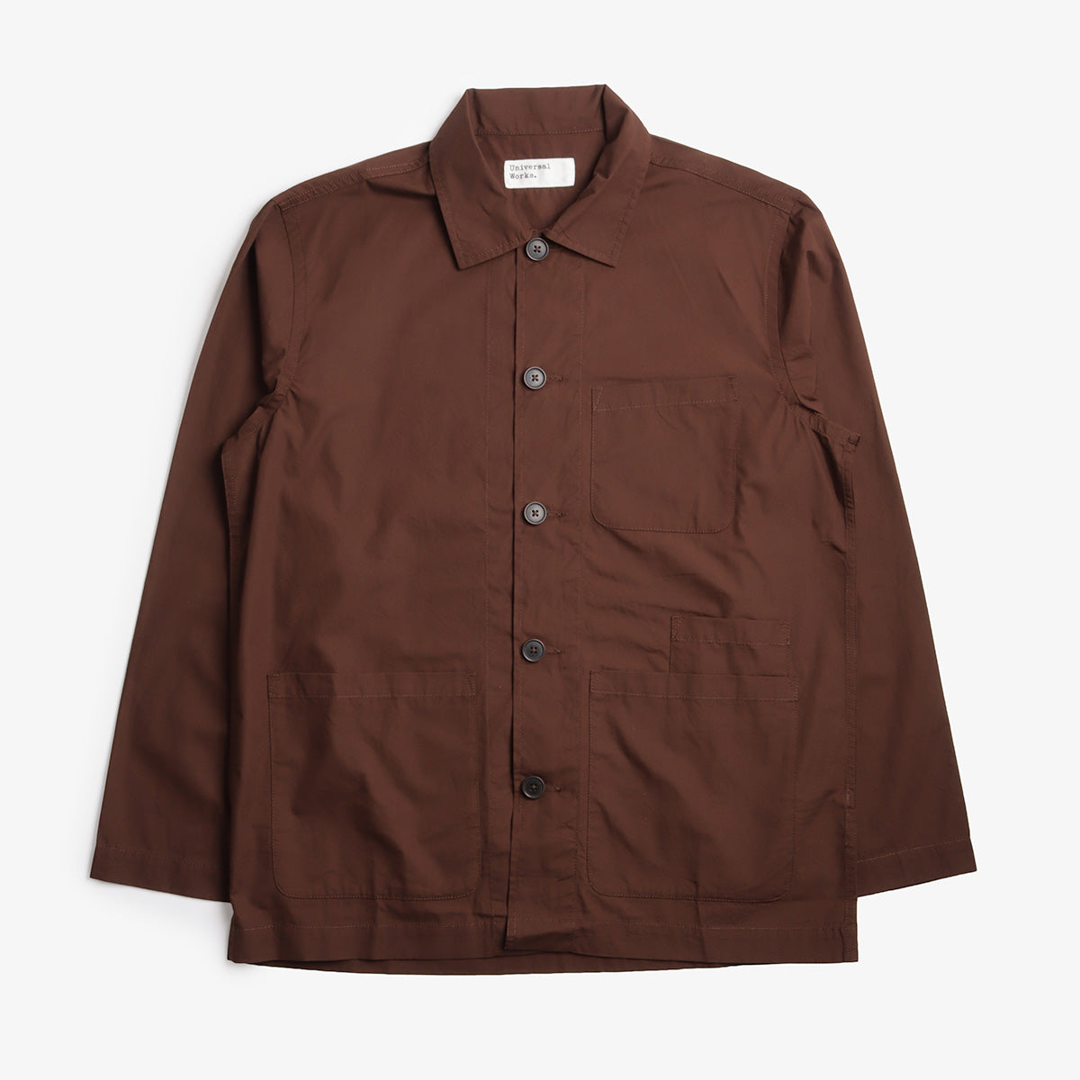Universal Works Bakers Overshirt, Peached Poplin Brown, Detail Shot 1