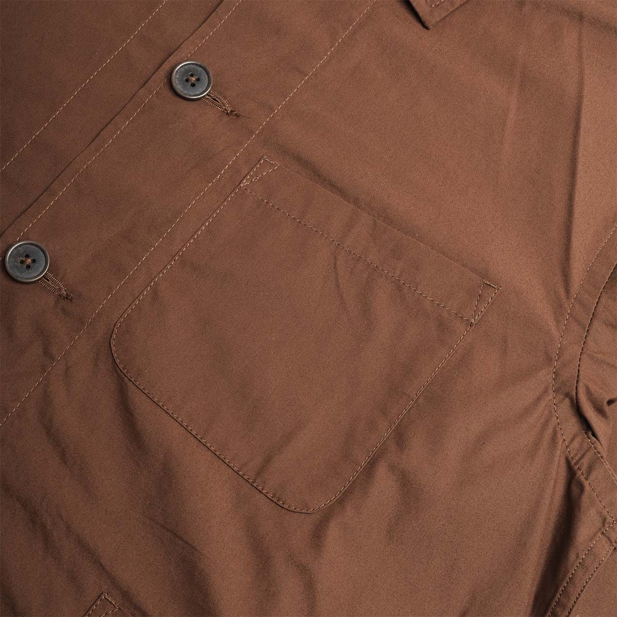 Universal Works Bakers Overshirt, Peached Poplin Brown, Detail Shot 4