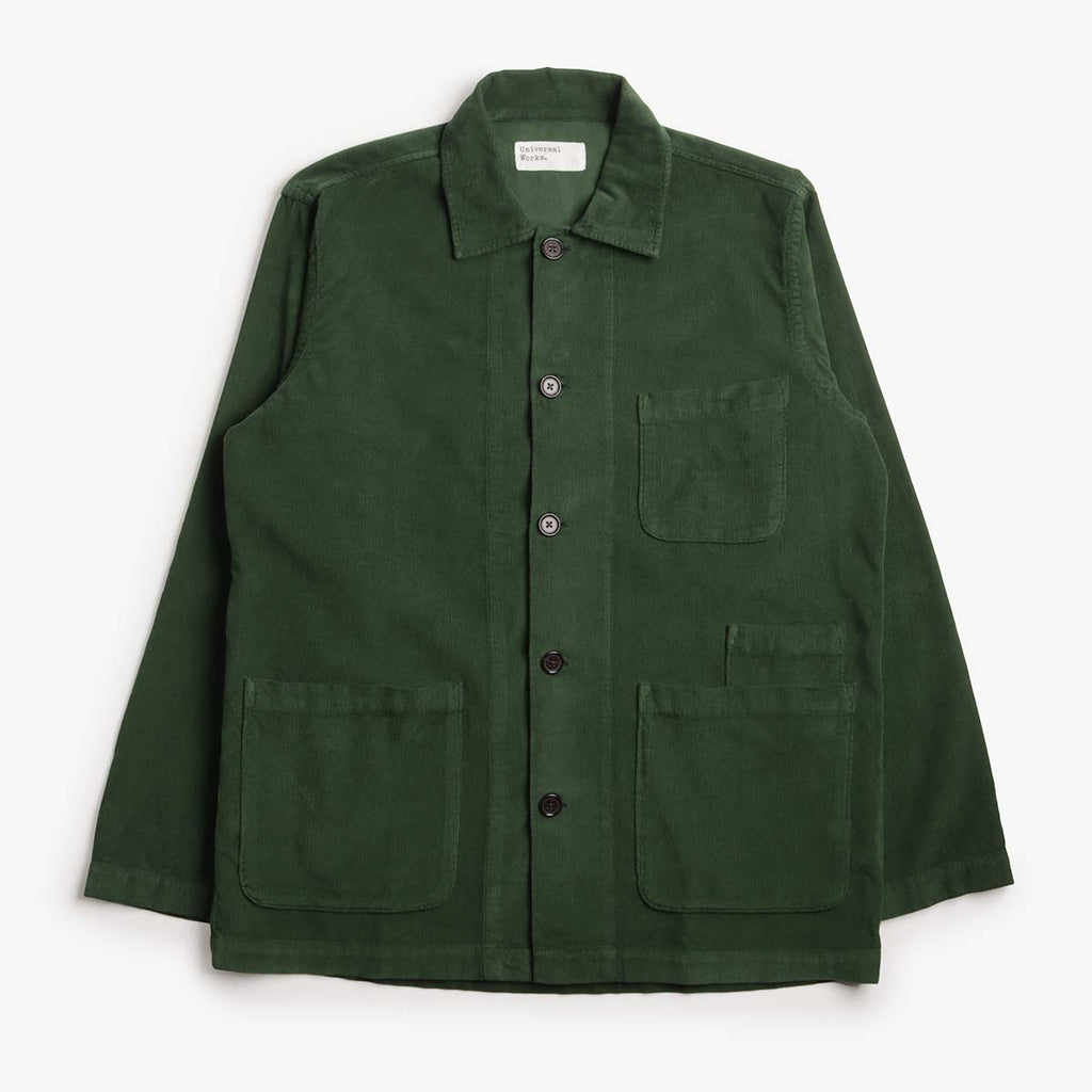 Universal Works Bakers Overshirt, Fine Cord Green, Detail Shot 1