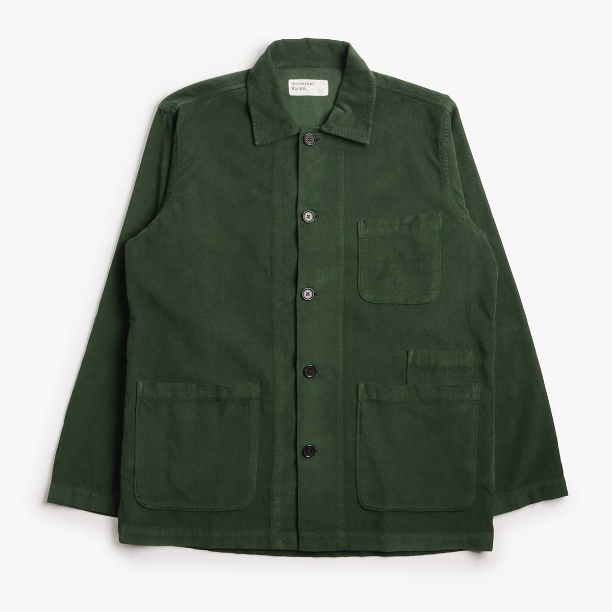Universal Works Bakers Overshirt, Fine Cord Green, Detail Shot 1