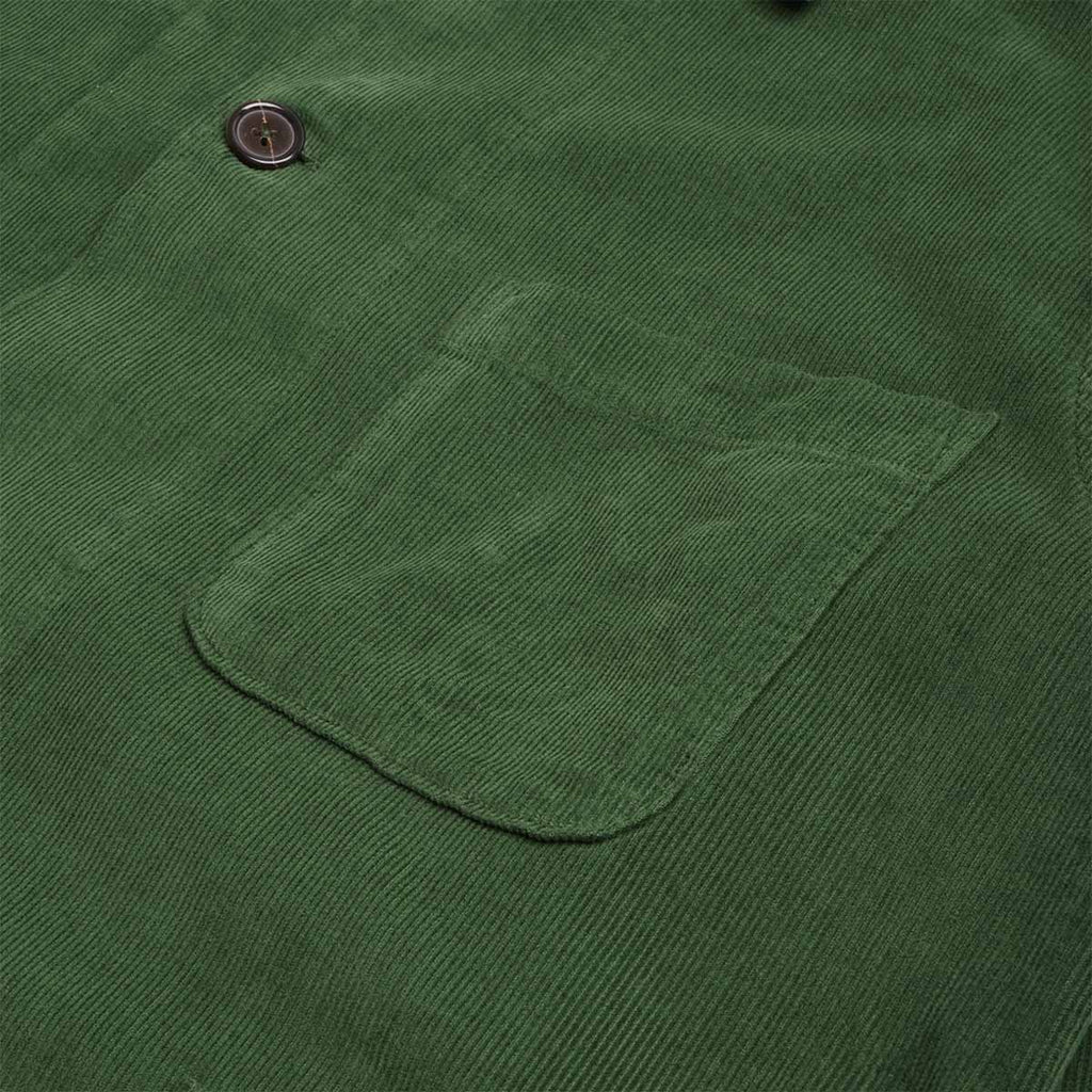 Universal Works Bakers Overshirt, Fine Cord Green, Detail Shot 2