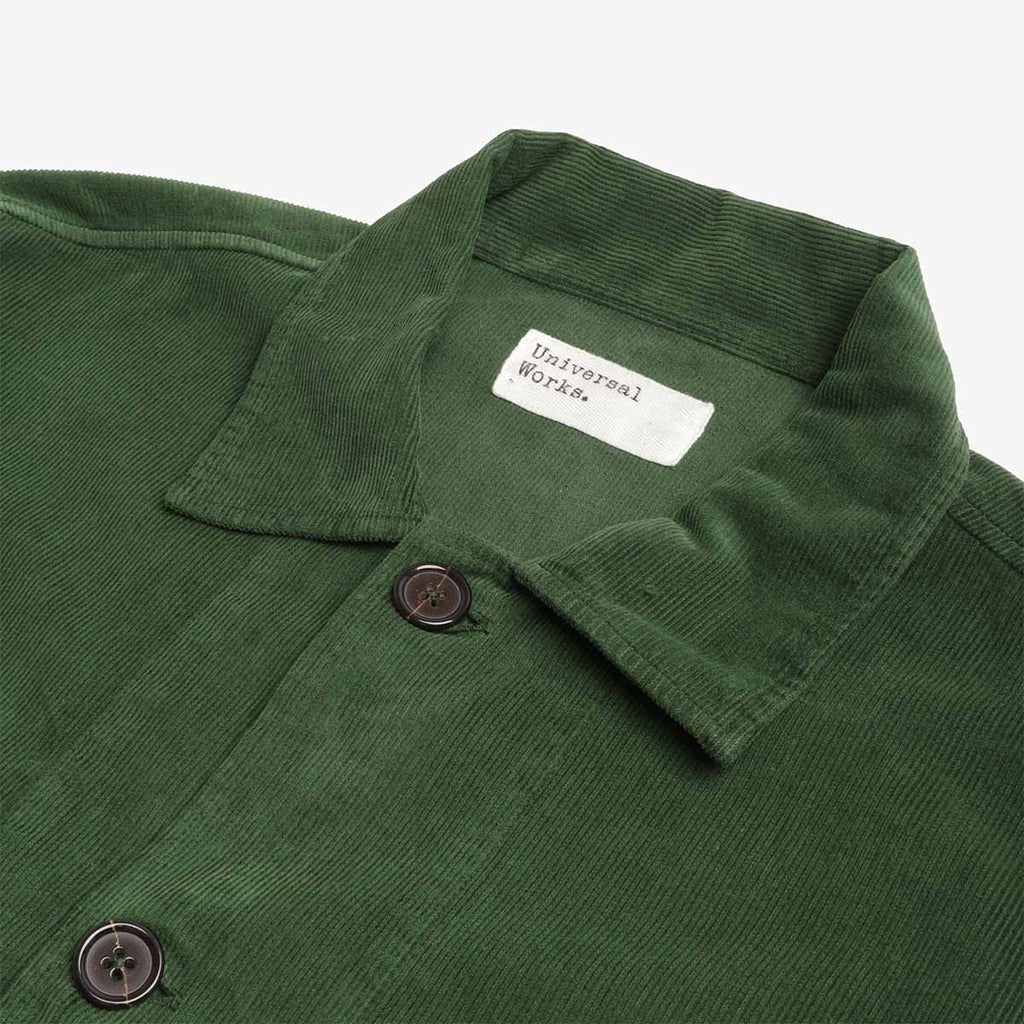 Universal Works Bakers Overshirt, Fine Cord Green, Detail Shot 3
