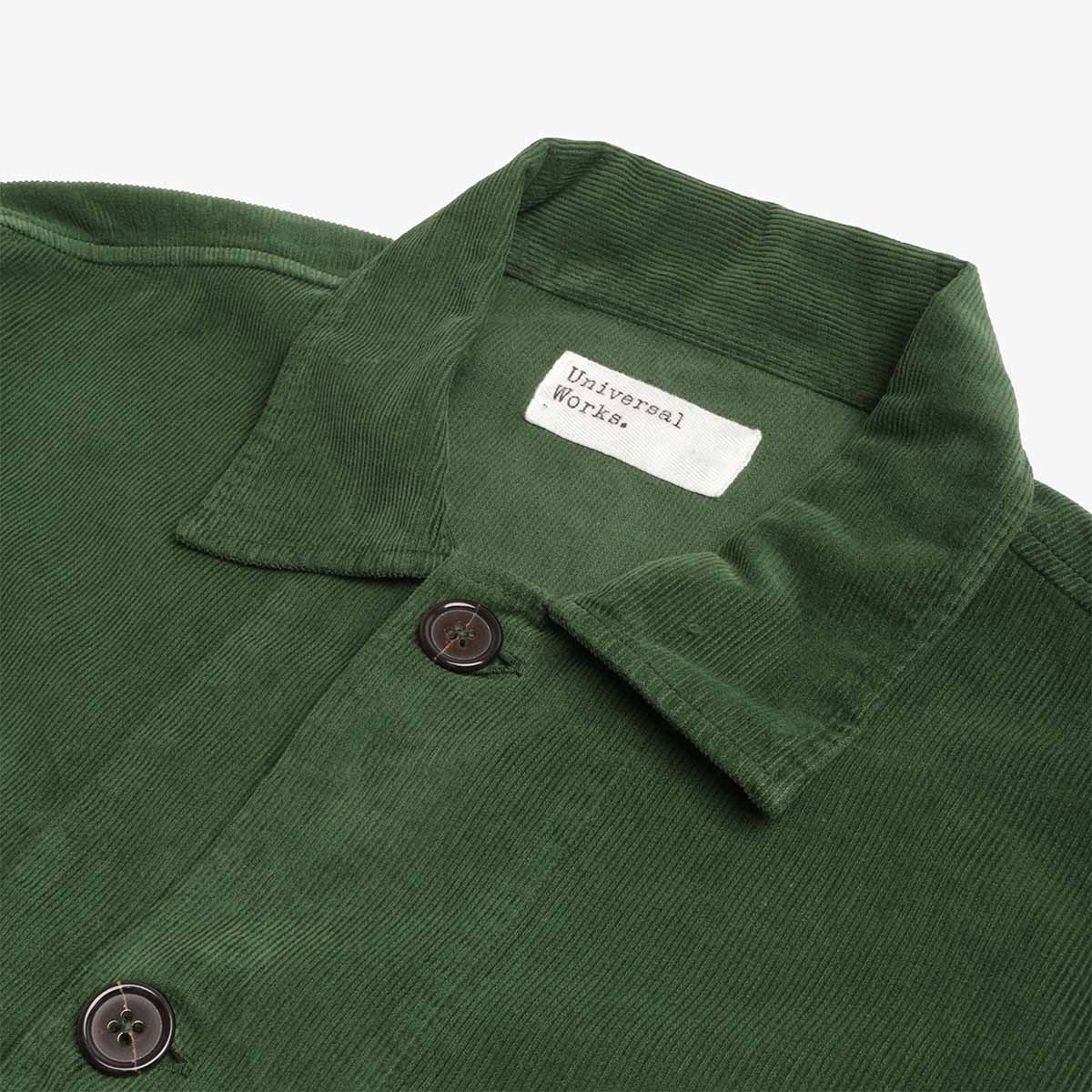 Universal Works Bakers Overshirt, Fine Cord Green, Detail Shot 3