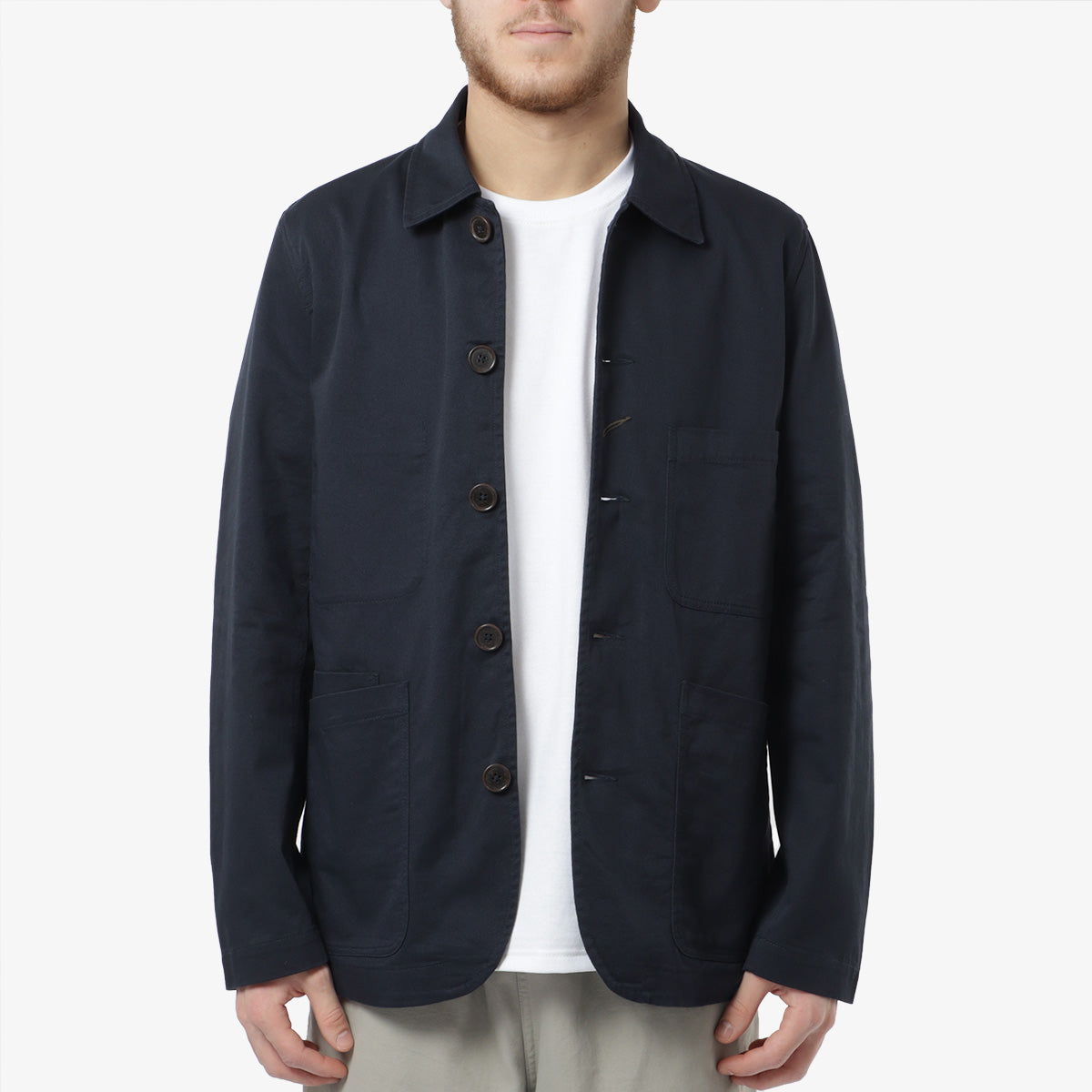 Universal Works Bakers Jacket, Navy, Detail Shot 1