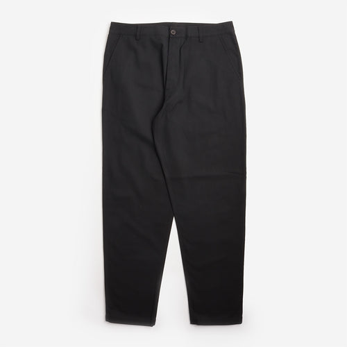 Universal Works Brushed Moleskin Military Chino in Black, front view