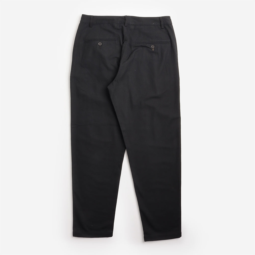 Universal Works Brushed Moleskin Military Chino in Black, back view