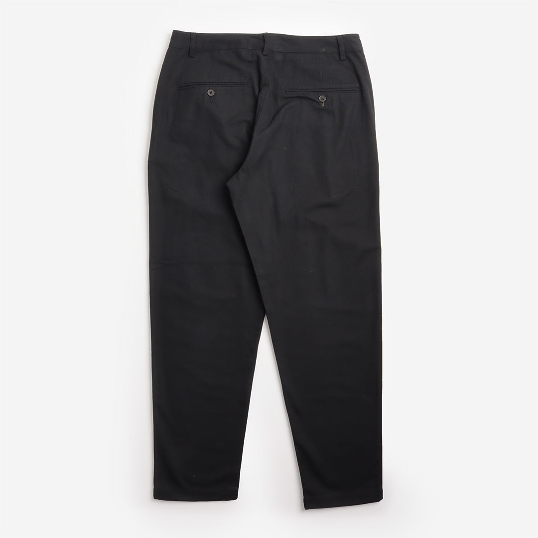 Universal Works Brushed Moleskin Military Chino in Black, back view