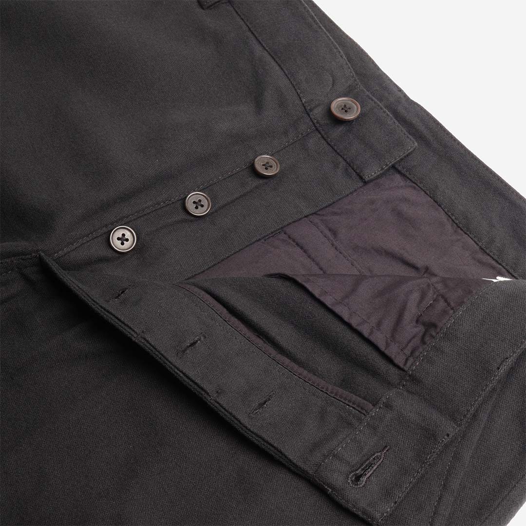 Button fly and interior detail, Brushed Moleskin Military Chino