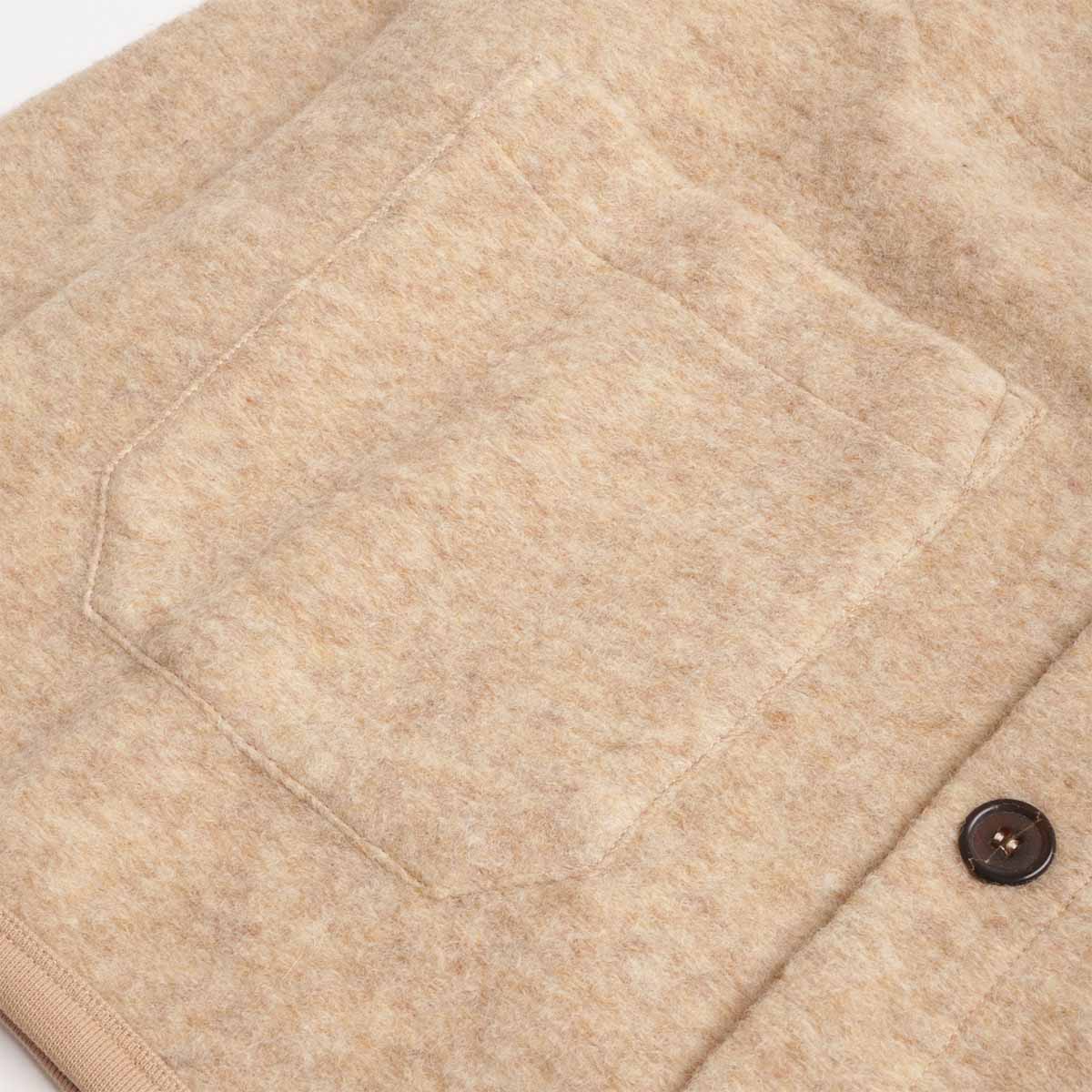 Universal Works Cardigan, Wool Fleece Fawn, Detail Shot 2
