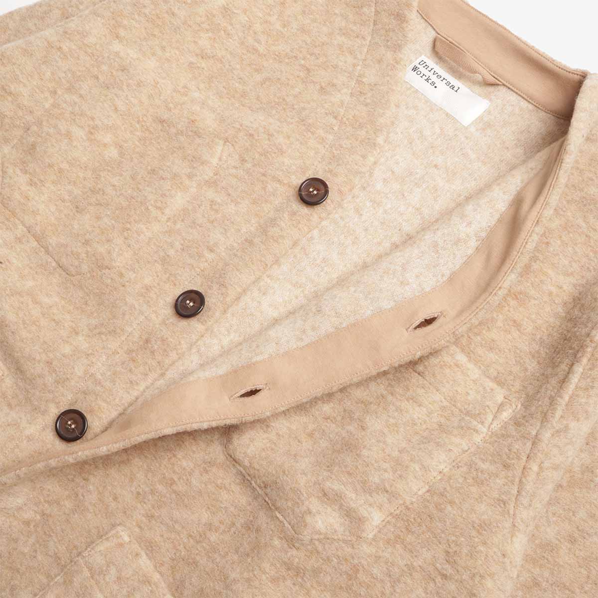 Universal Works Cardigan, Wool Fleece Fawn, Detail Shot 3