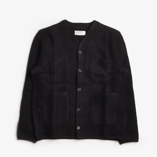Universal Works Cardigan, Wool Fleece Black, Detail Shot 1