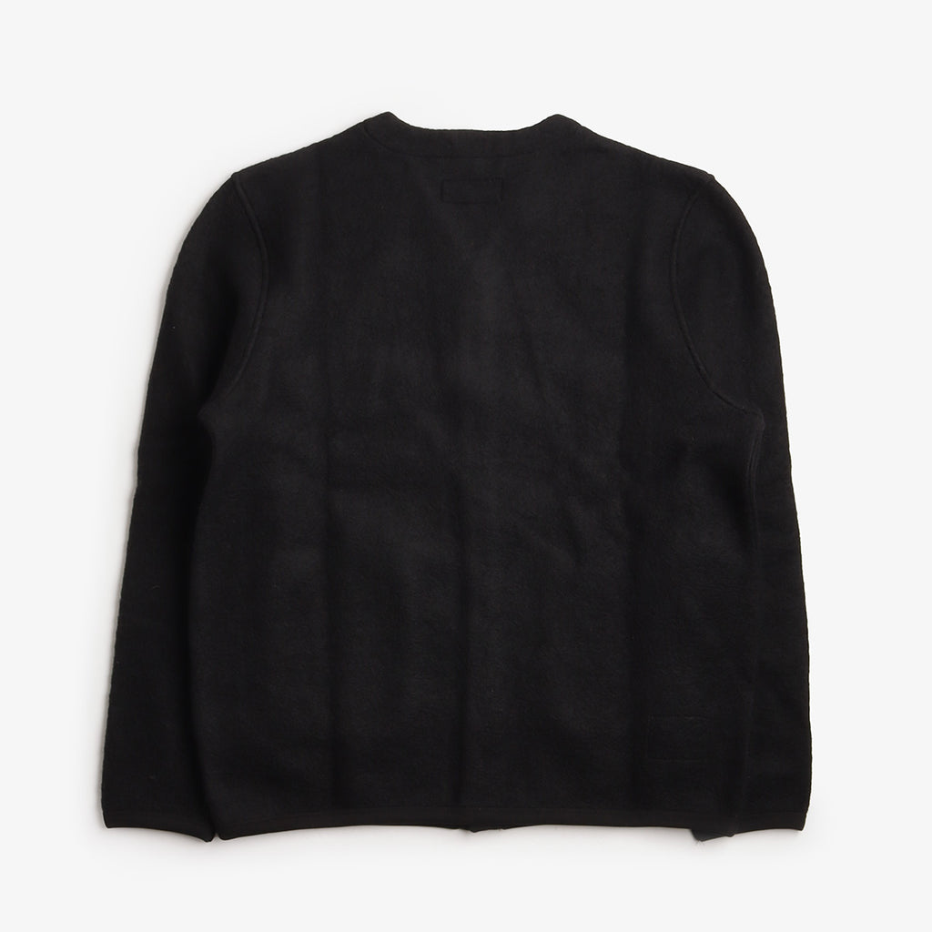 Universal Works Cardigan, Wool Fleece Black, Detail Shot 2