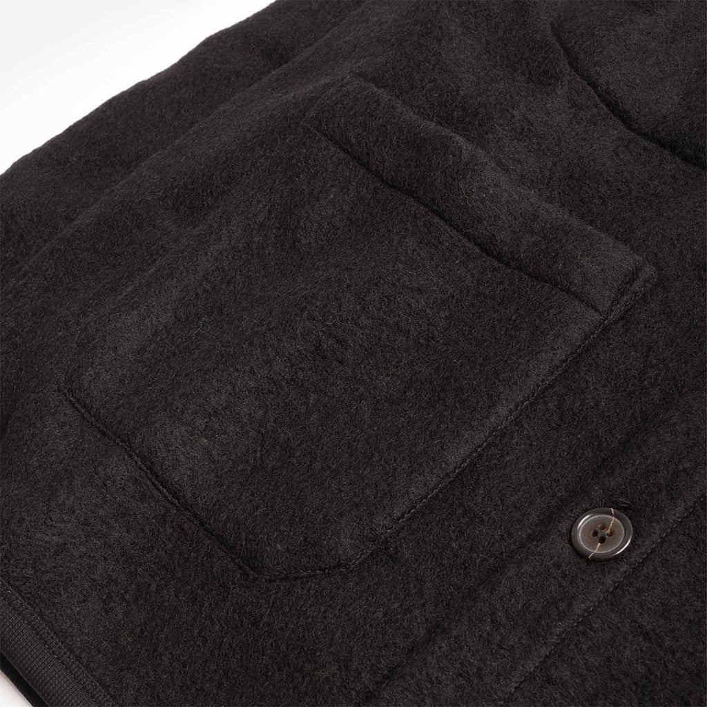 Universal Works Cardigan, Wool Fleece Black, Detail Shot 3