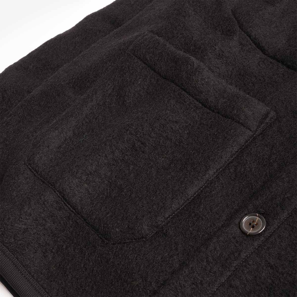 Universal Works Cardigan, Wool Fleece Black, Detail Shot 3