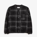 Universal Works Cardigan, MOH Check Fleece Grey, Detail Shot 1