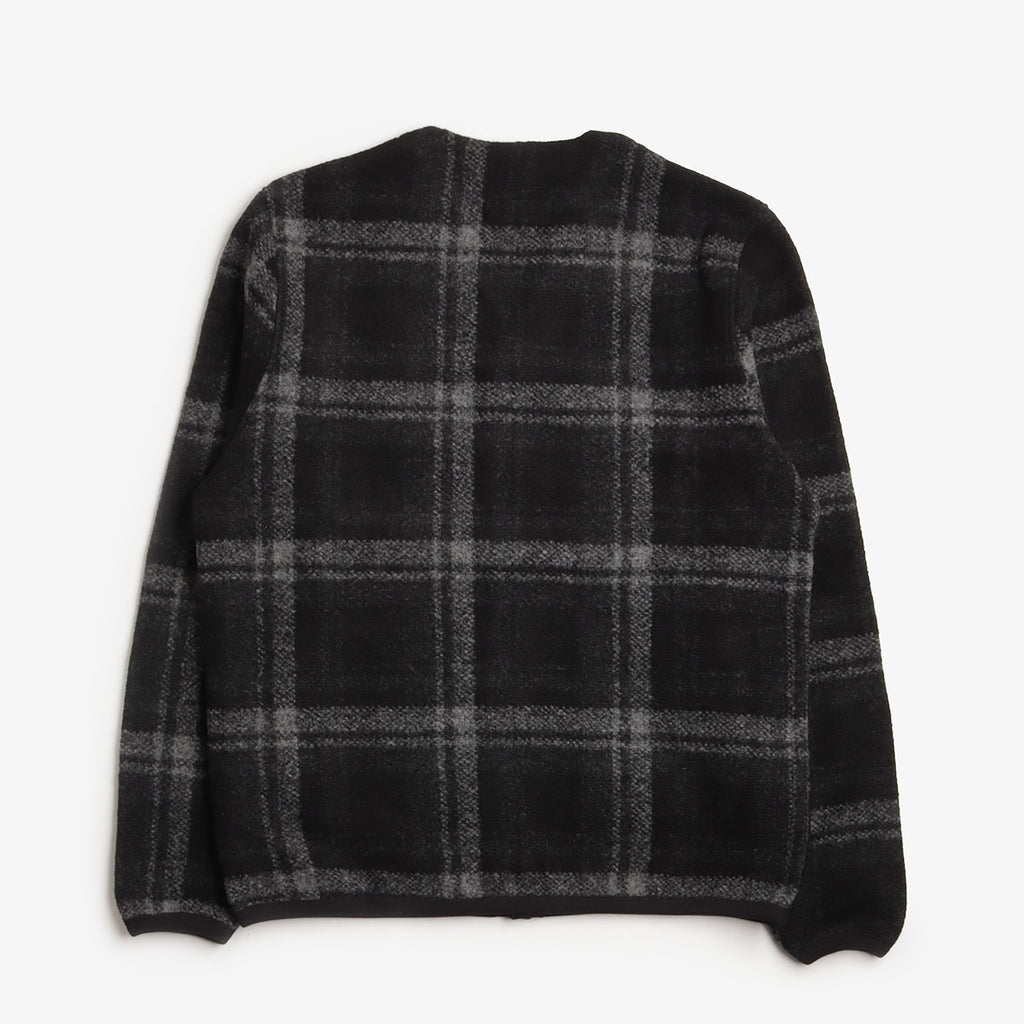 Universal Works Cardigan, MOH Check Fleece Grey, Detail Shot 2