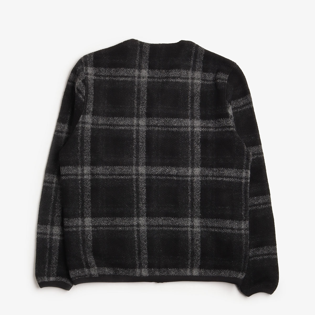 main Universal Works Cardigan, MOH Check Fleece Grey, Detail Shot 2