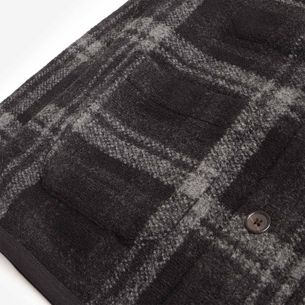 Universal Works Cardigan, MOH Check Fleece Grey, Detail Shot 3