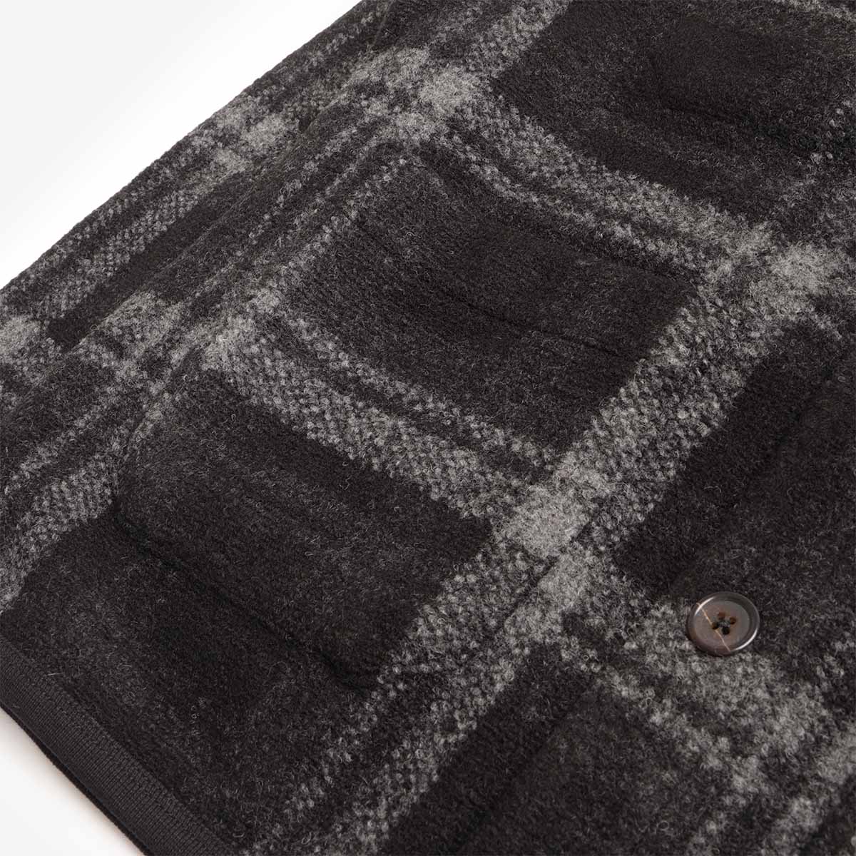 main Universal Works Cardigan, MOH Check Fleece Grey, Detail Shot 3