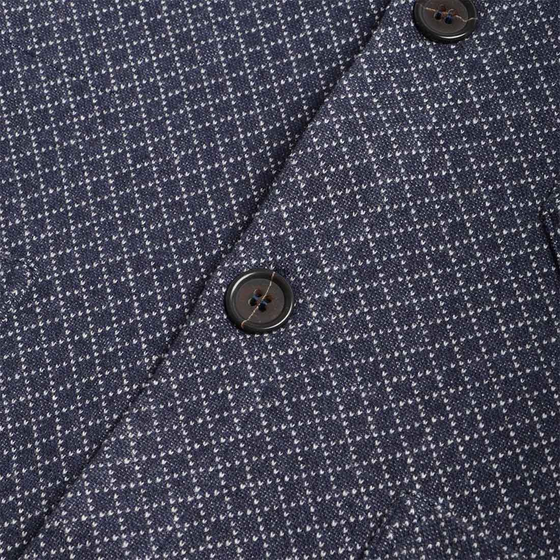Universal Works Cardigan, Navy Cotton Mix Fleece, Detail Shot 3