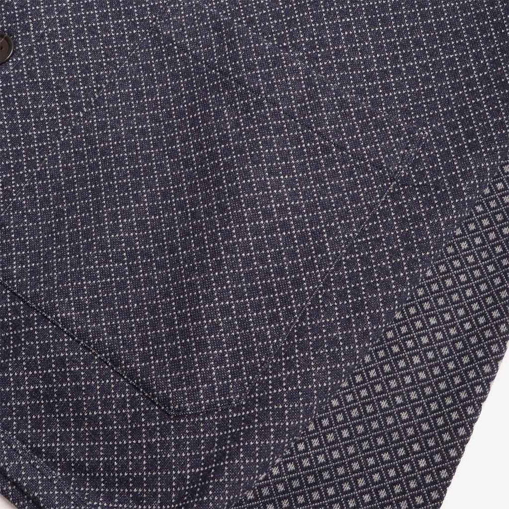 Universal Works Cardigan, Navy Cotton Mix Fleece, Detail Shot 4