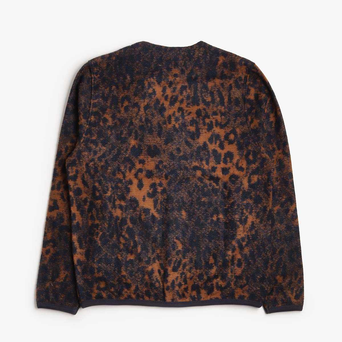 main Universal Works Cardigan, Night Leopard Dark Navy Brown, Detail Shot 2