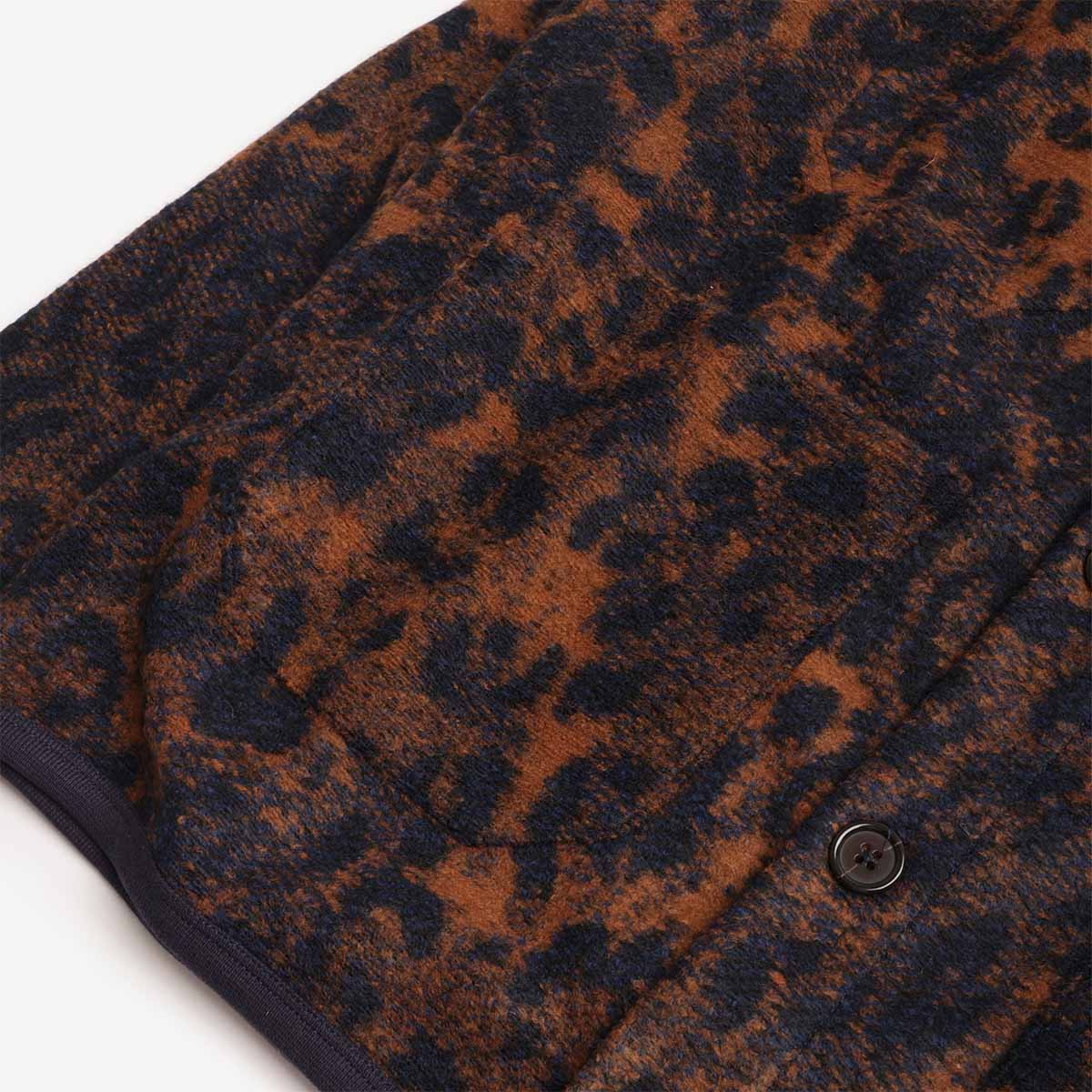 Universal Works Cardigan, Night Leopard Dark Navy Brown, Detail Shot 3