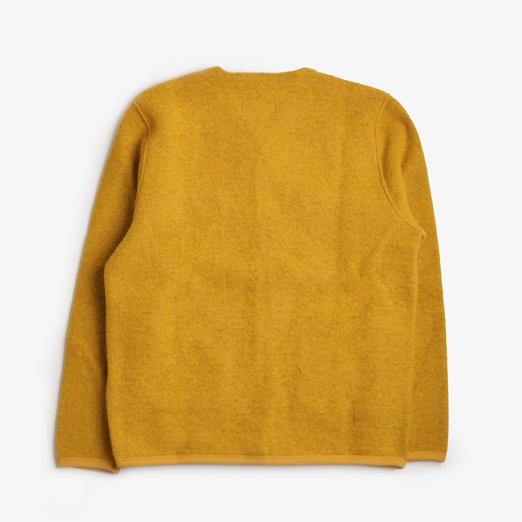 Universal Works Cardigan, Wool Fleece Yellow, Detail Shot 2