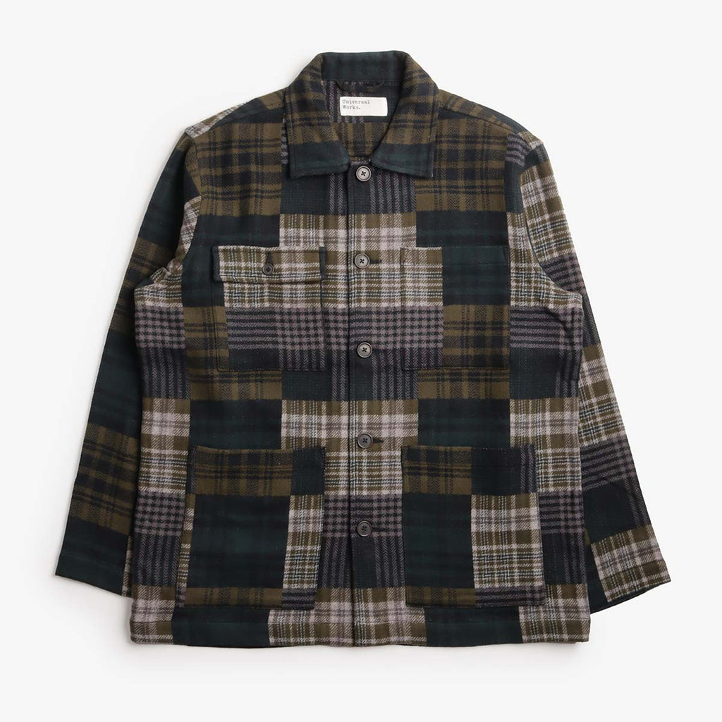 Universal Works Dockside Jacket, Japanese Patchwork Green, Detail Shot 1
