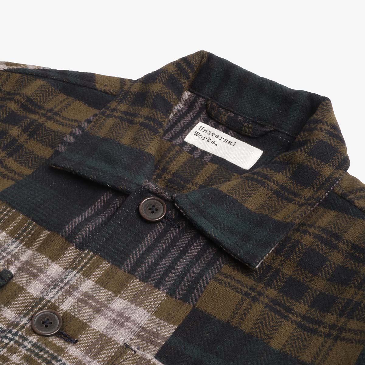Universal Works Dockside Jacket, Japanese Patchwork Green, Detail Shot 2